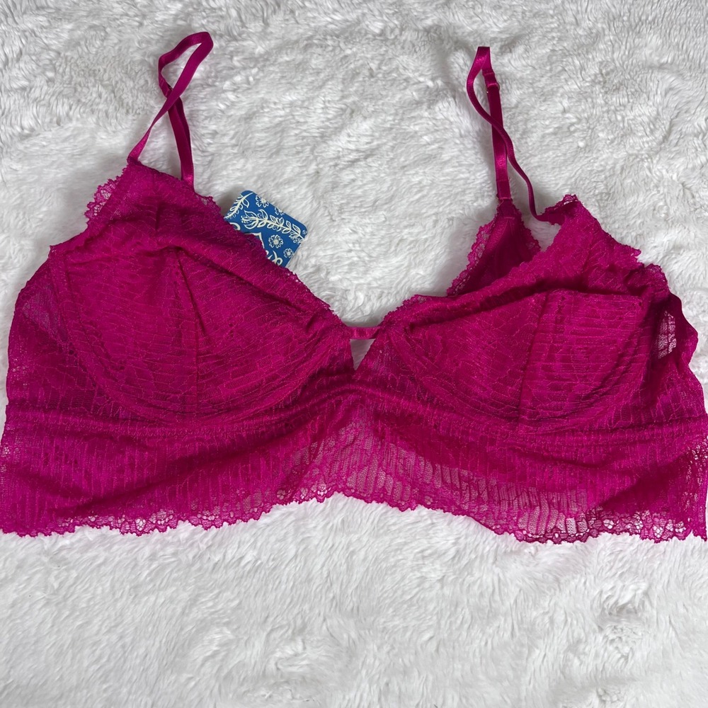 Free People Alyssa Underwire Bra Fuschia Fantastic Pink Lace Size Medium NWT - Picture 5 of 11